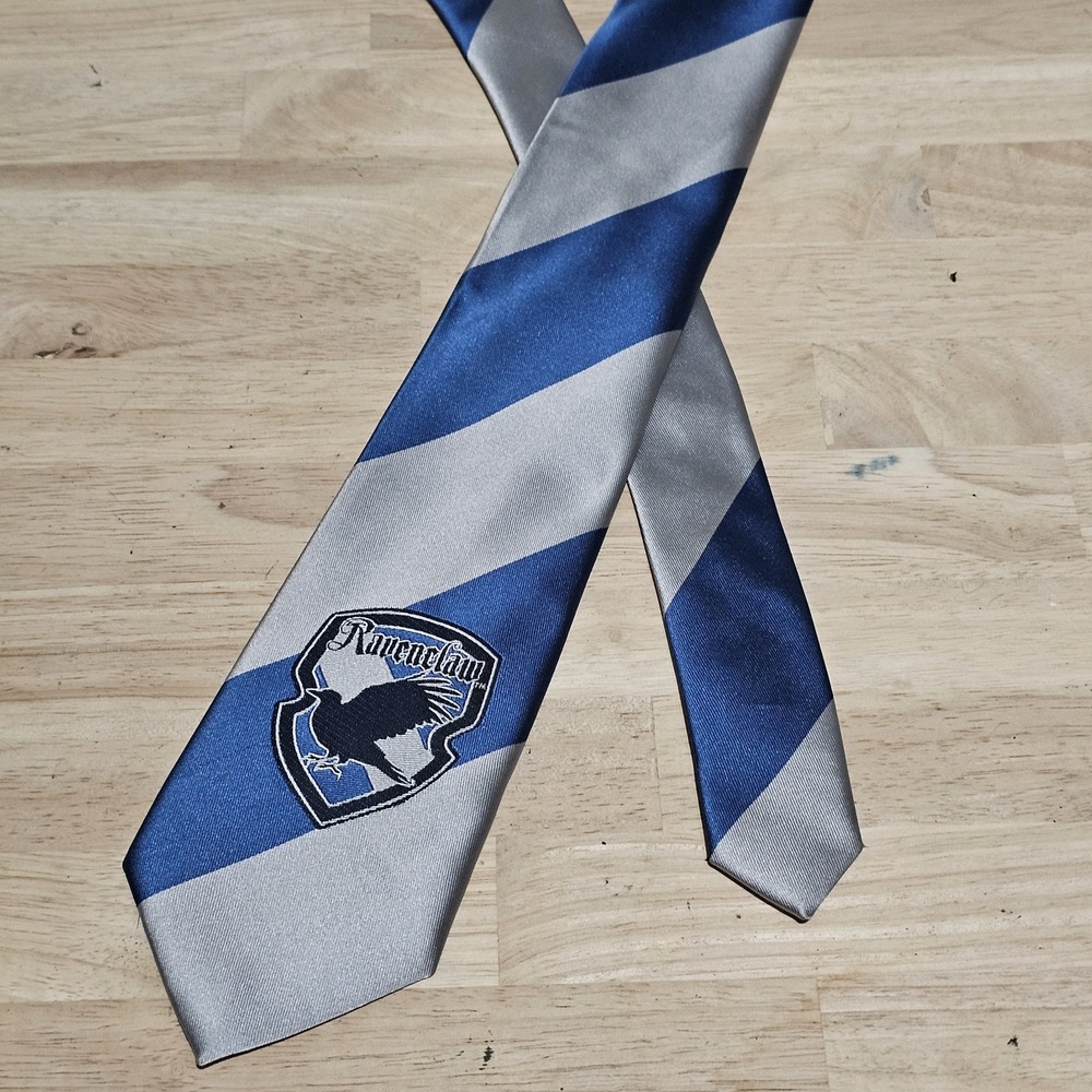 Harry Potter Blue Gray Striped Ravenclaw House Tie Spirit Halloween Costume